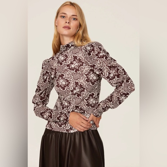 Rebecca Taylor Rochelle Fleur drape mock neck - size large - never worn - Picture 4 of 15